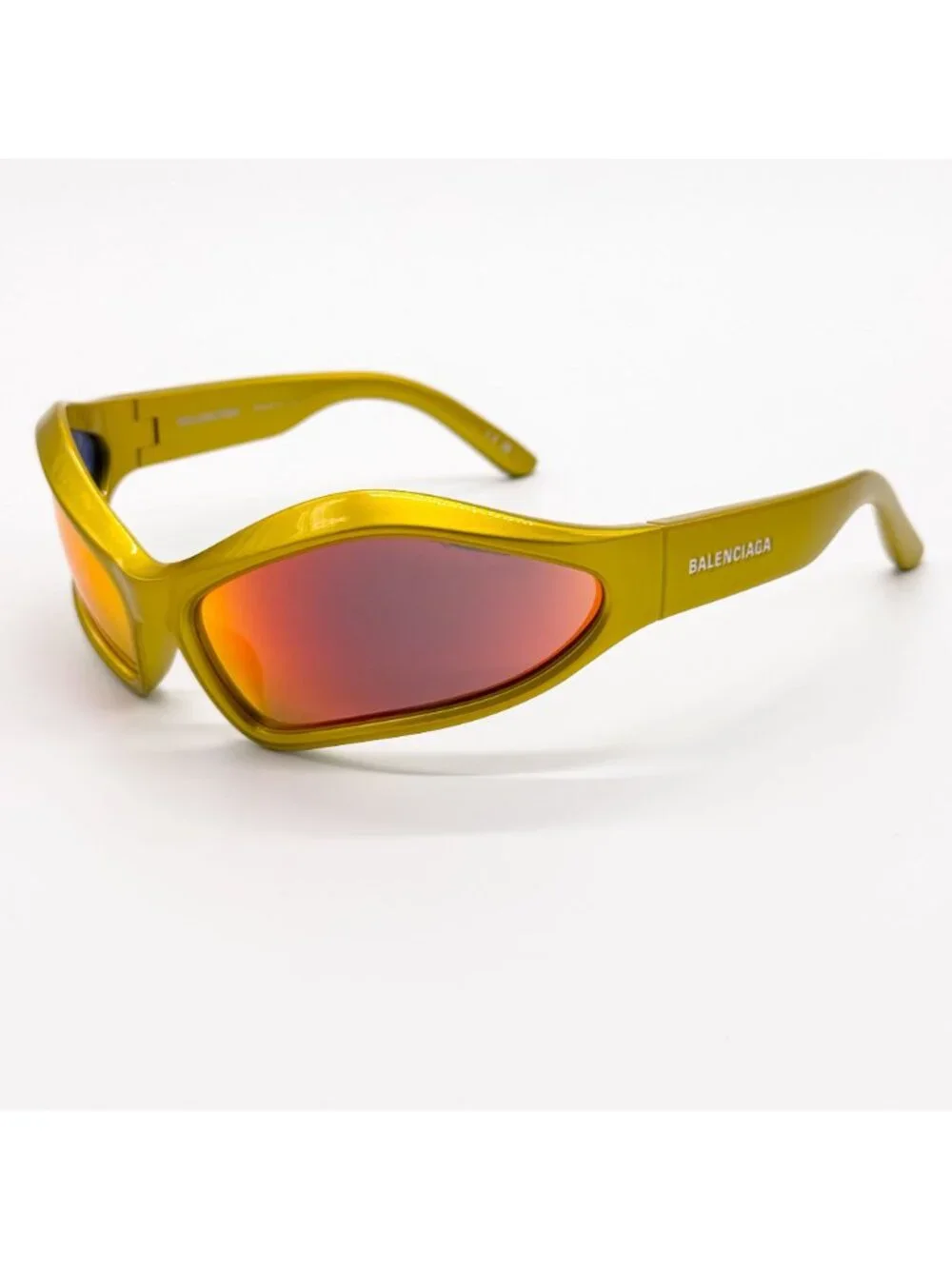 NEW BALENCIAGA BB0314S 004 SUNGLASSES YELLOW GEOMETRIC UNISEX EYEWEAR BALENCIAGA